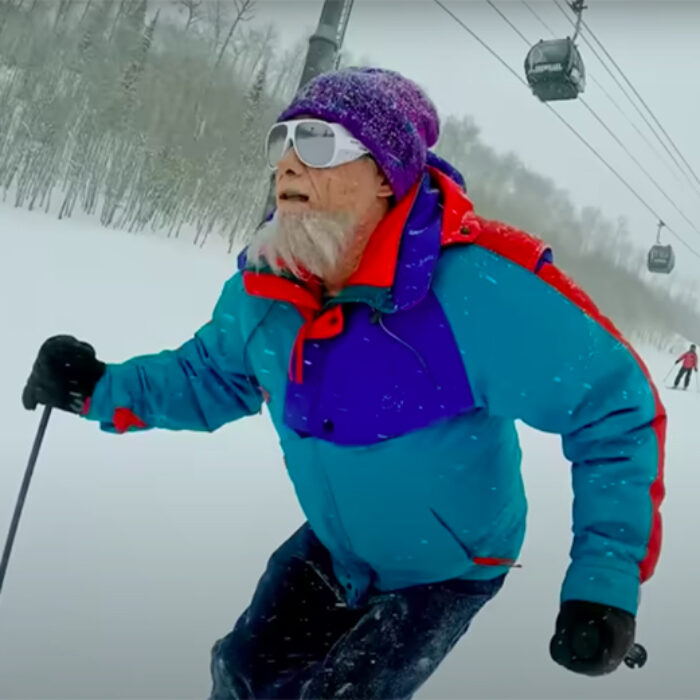 Skier Hotdog Hans ripping