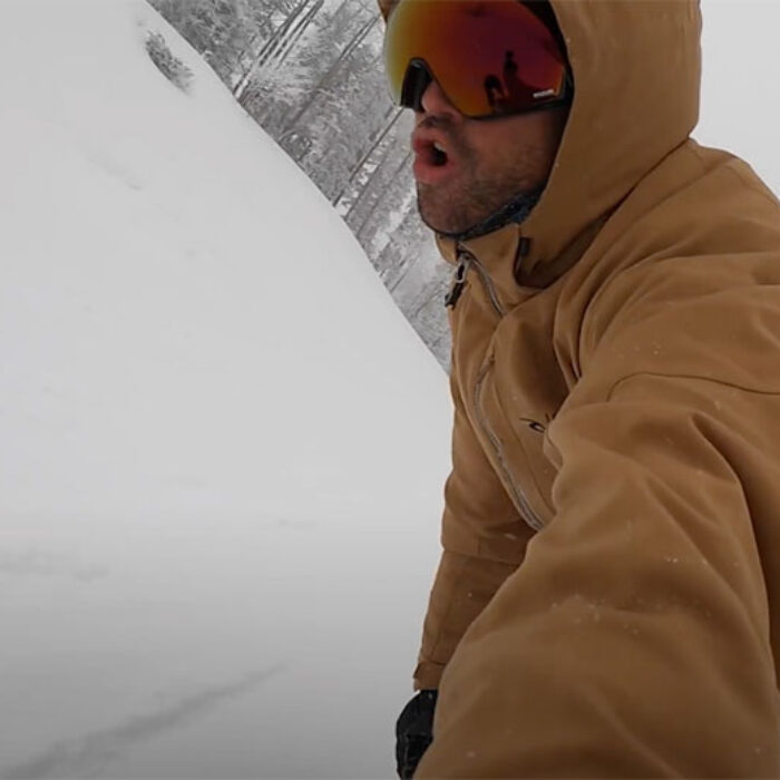 Mason Ho snowboarding in Aspen