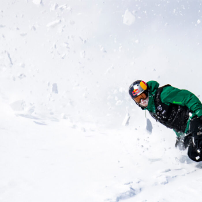 Ben Ferguson makes a powder turn at the Natural Selection Tour, Jackson Hole
