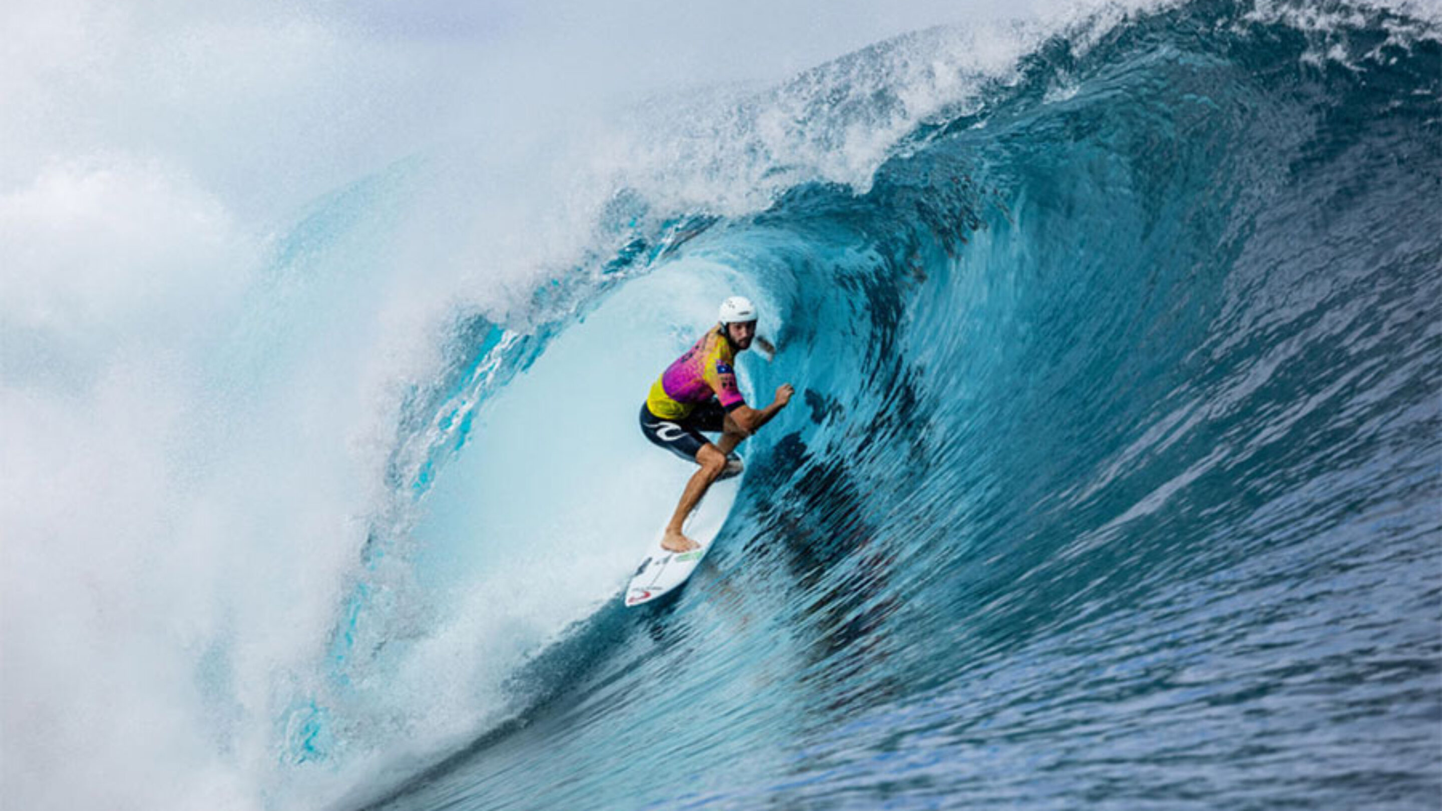 Owen Wright, a few years after his head injury, surfing at Teahupoo