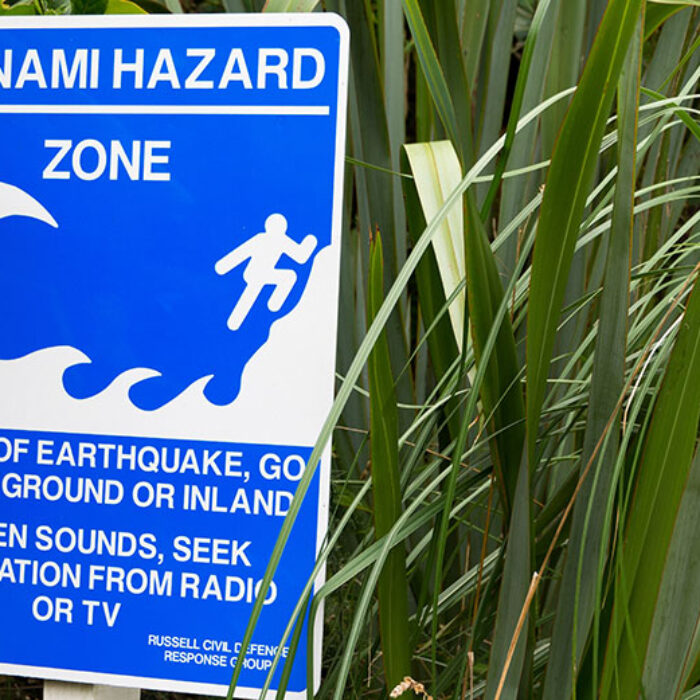 Tsunami warning sign in New Zealand