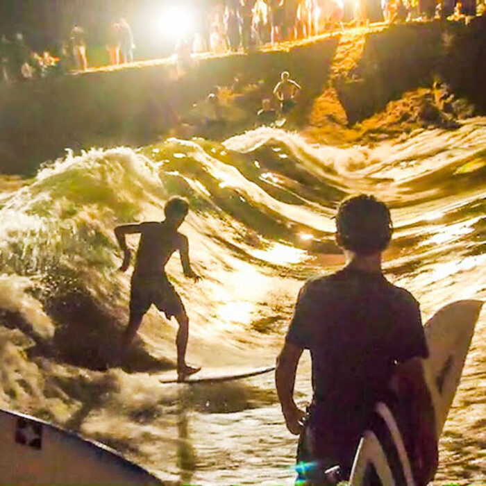 Surfing the Waimea River at night