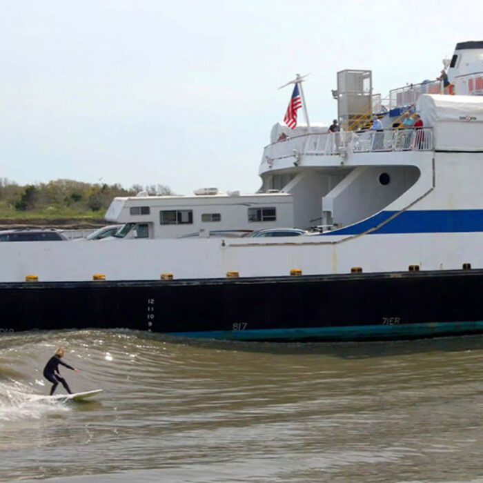 Ben Gravy surfing ferry wave