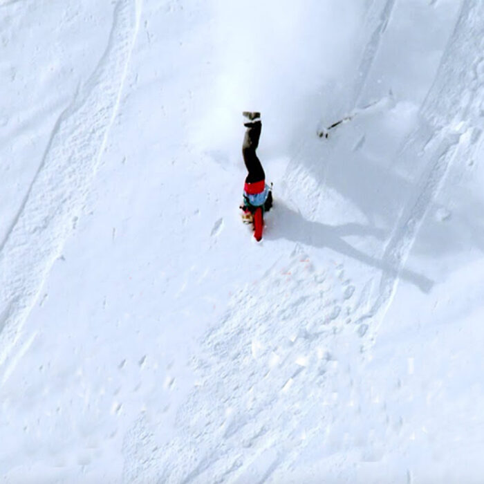 A crash on the freeride world tour