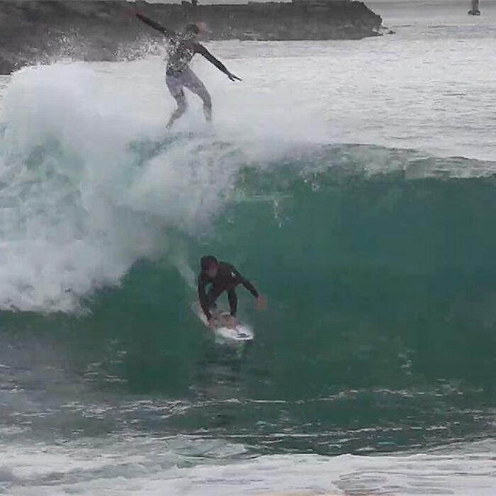 Mason Ho and Blair Conklin surfing the Wedge