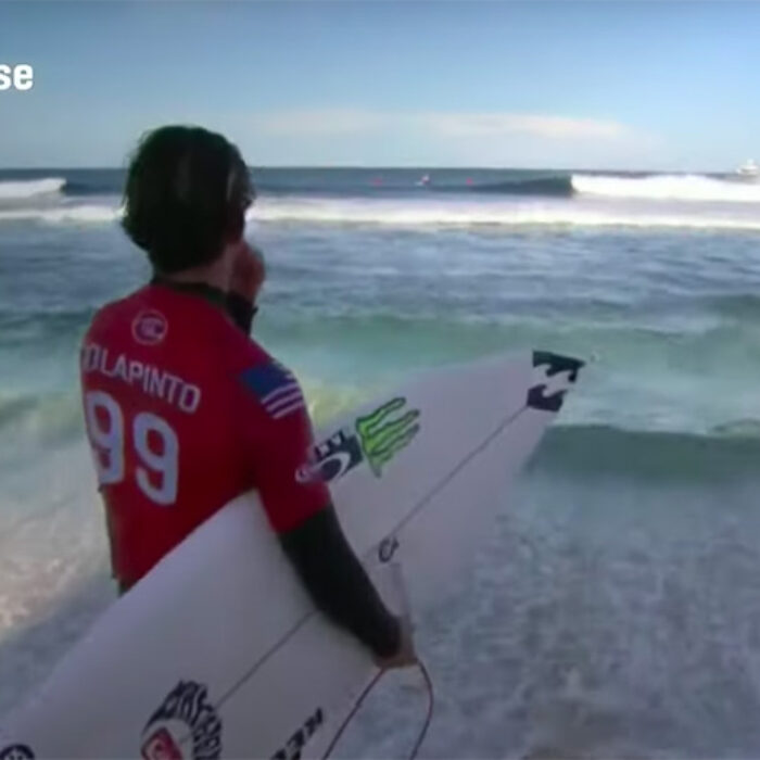 Griffin Colapinto gets out after a shark was sighted at Rottnest