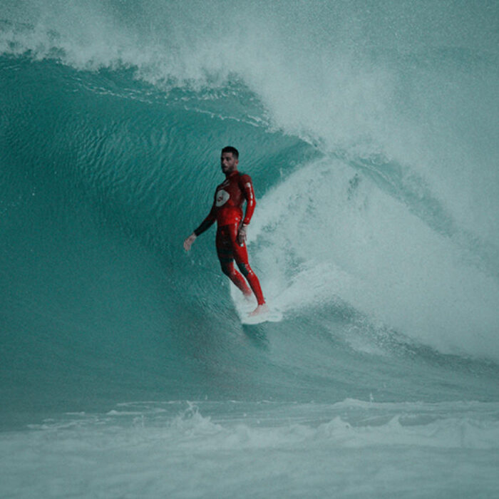 Filipe Toledo rides a barrel