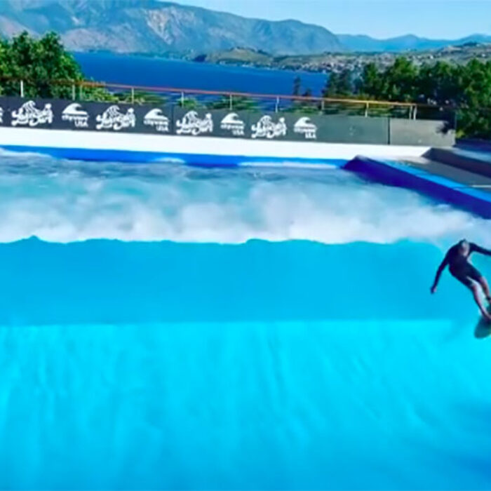 Gerry Lopez surfs in Lake Chelan, Washington