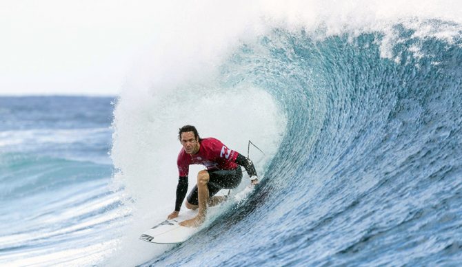 Jordy Smith in a barrel at Pipeline