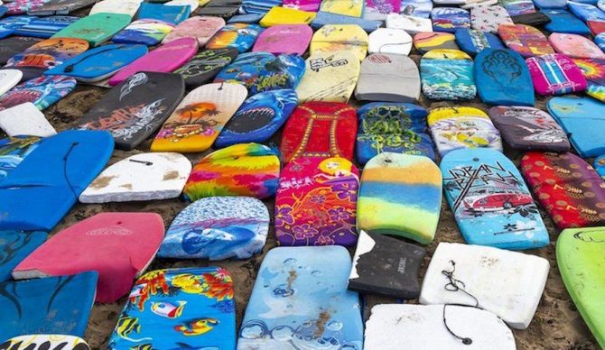 broken single use bodyboards