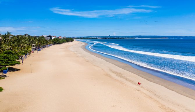 Kuta Beach is empty because of the recent shutdowns