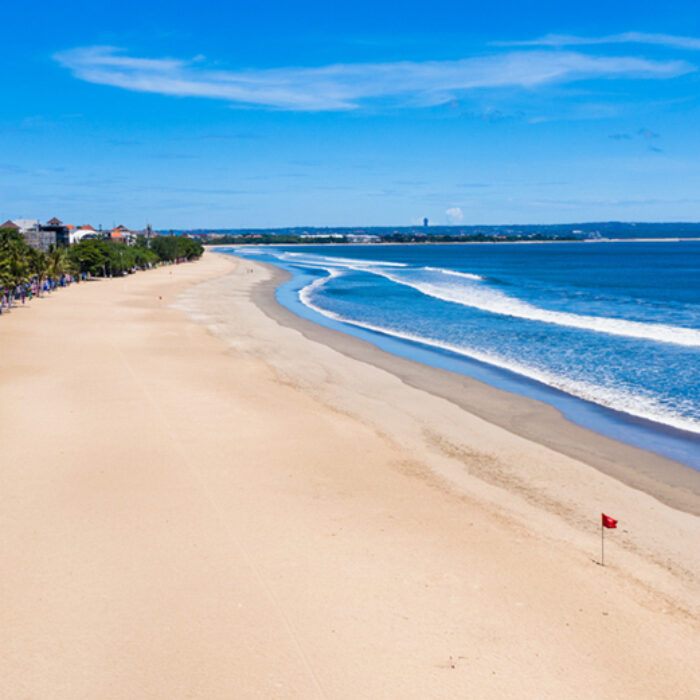 Kuta Beach is empty because of the recent shutdowns