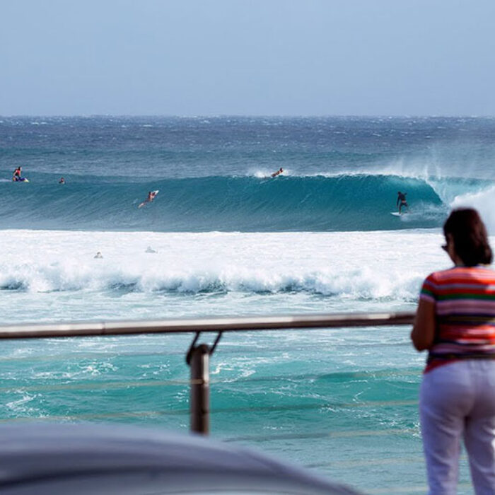 Kirra surfers in July