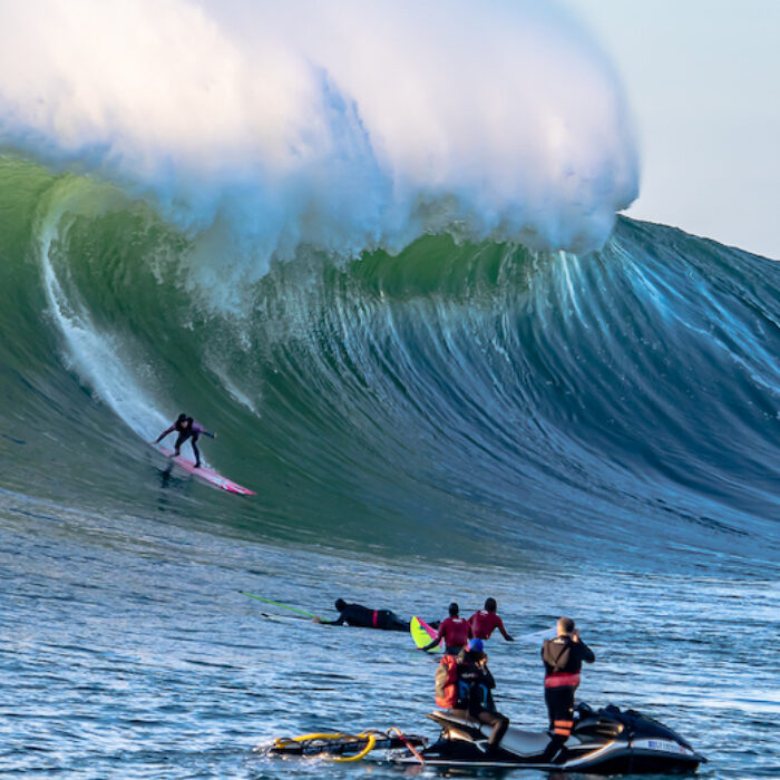 bianca valenti with photographers at mavericks