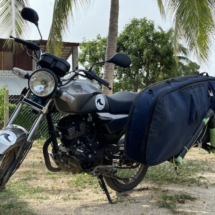 dirtbag surf bag on a motorcycle