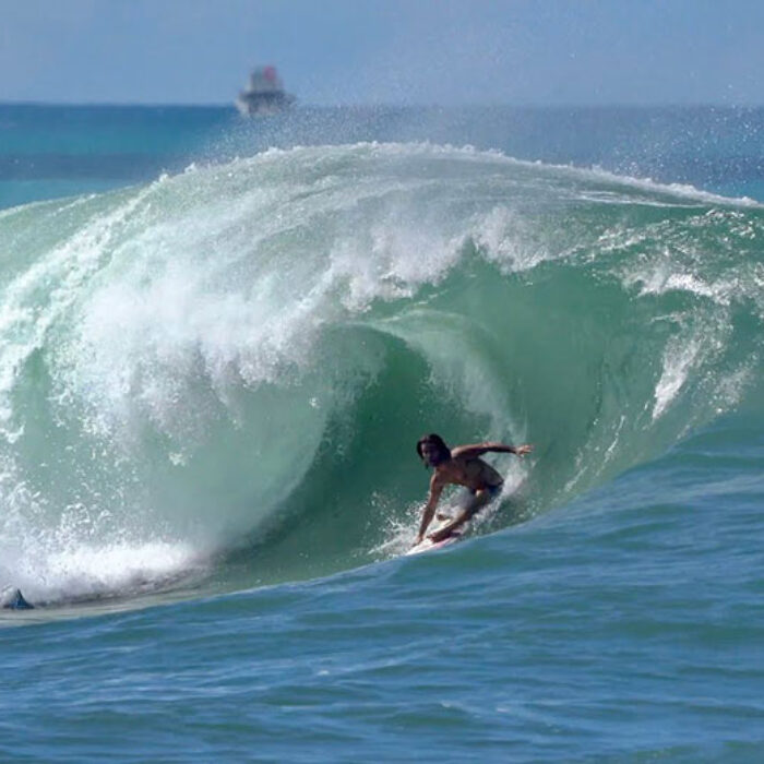 Mason Ho surfing Ala Moana Bowls