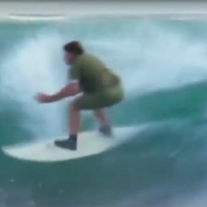 Steve Irwin surfing