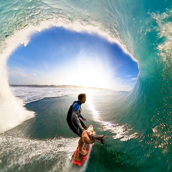 Jamie O'Brien rides a big barrel in Mexico
