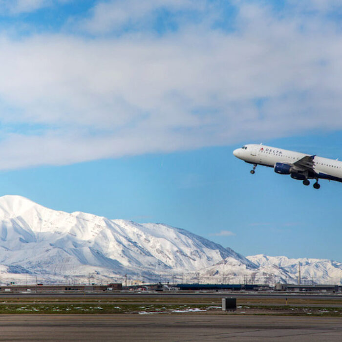 Salt Lake International Airport with mountains in background