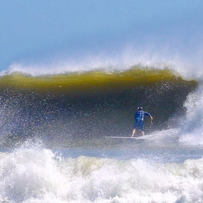 Jamie O'Brien surfing New Jersey hurricane Larry swell