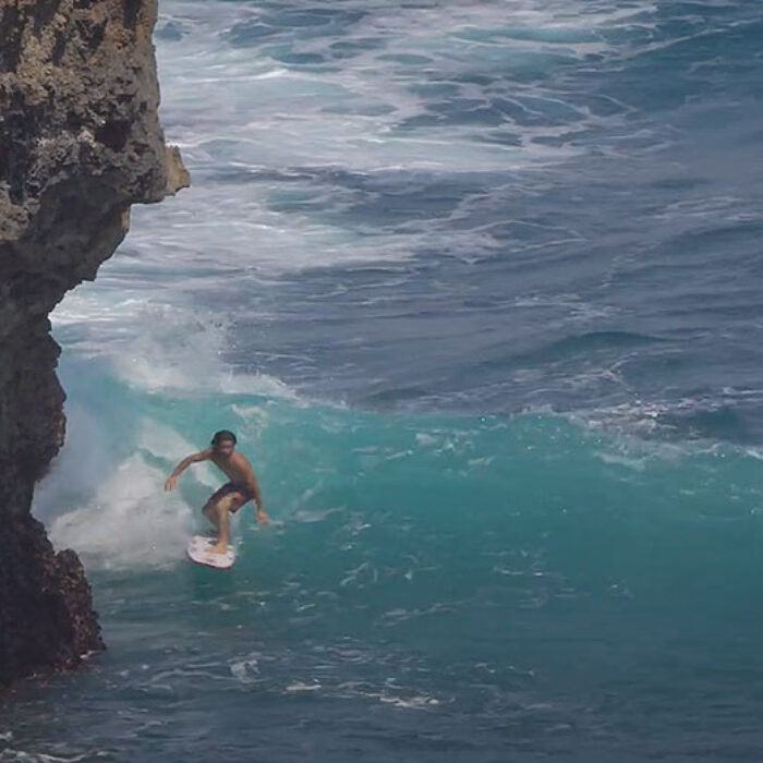 Mason Ho surfs the cliff at Uluwatu