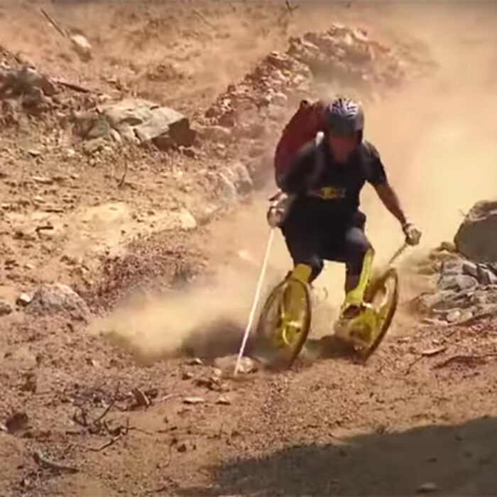 This Guy Likes to Ride Dirt in Cross Between Skiing and Rollerblading