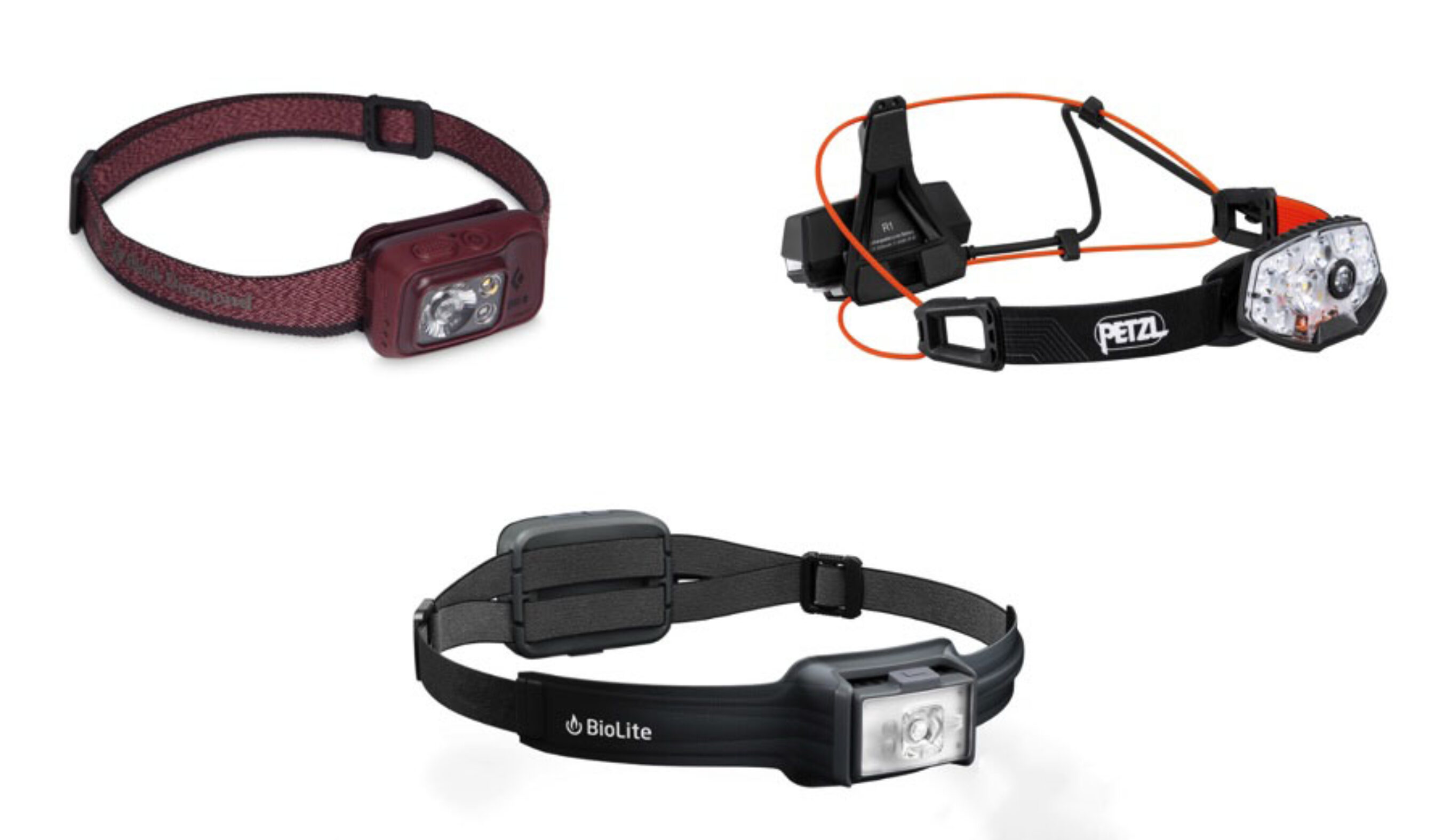 Petzl Black Diamond and Biolite Headlamps