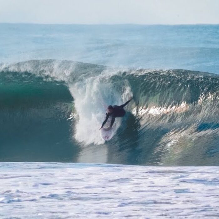 surfing fall barrels in southern California