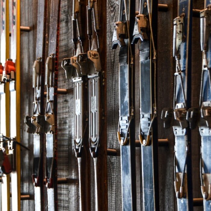 Skis on wall