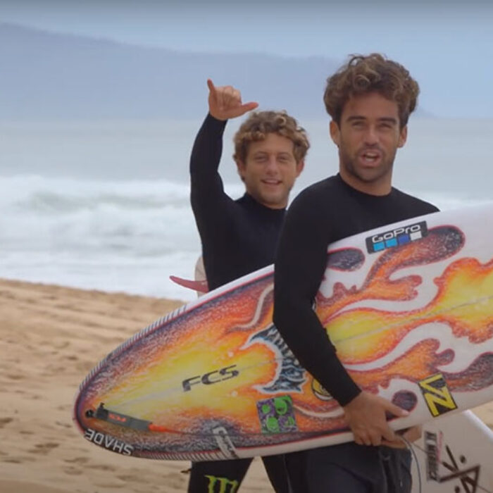Mason Ho surfing with Parker Coffin