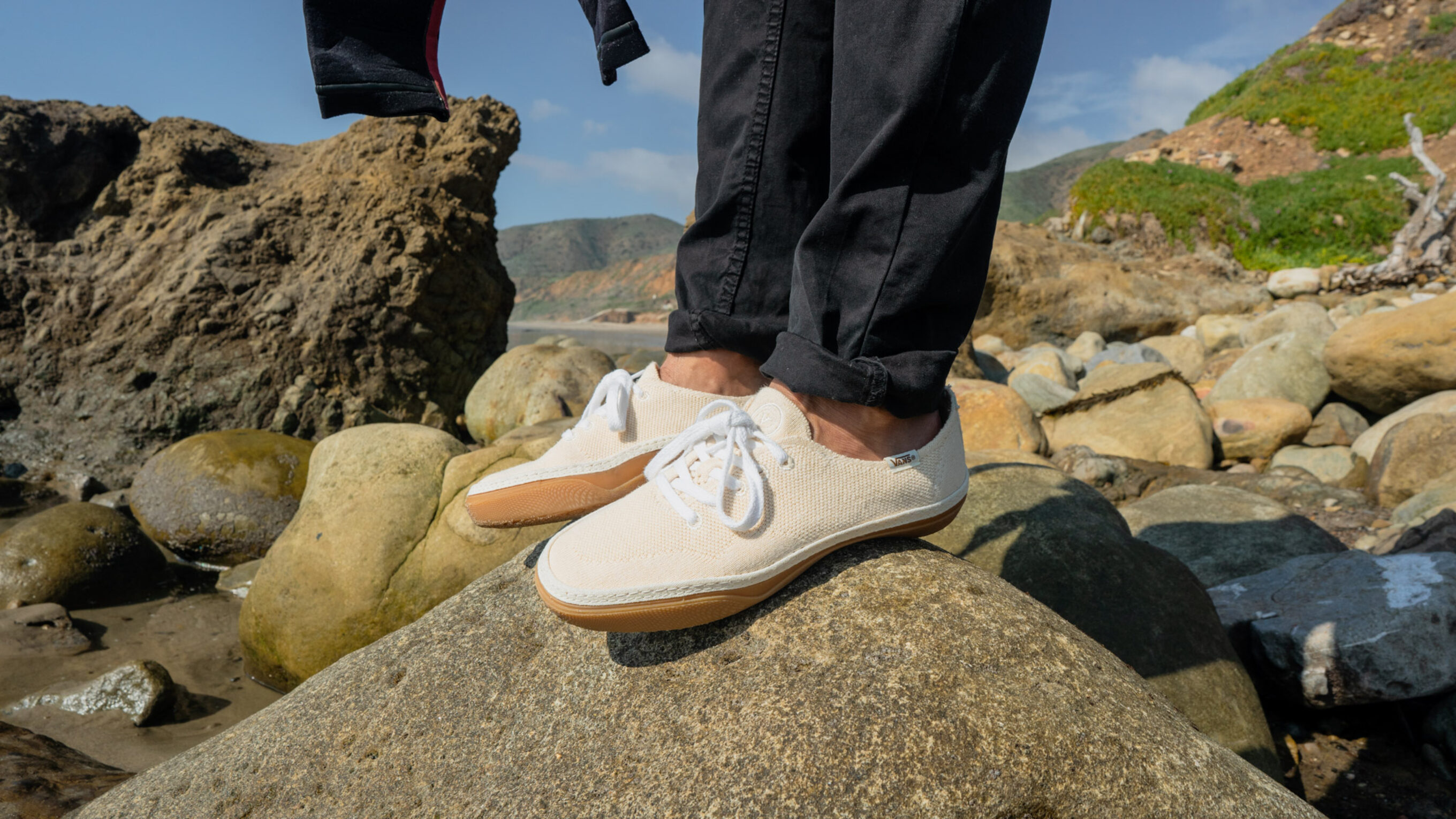 Vans Circle Vee Shoes on rocks on the beach Vans Circle Vee Shoes on rocks on the beach