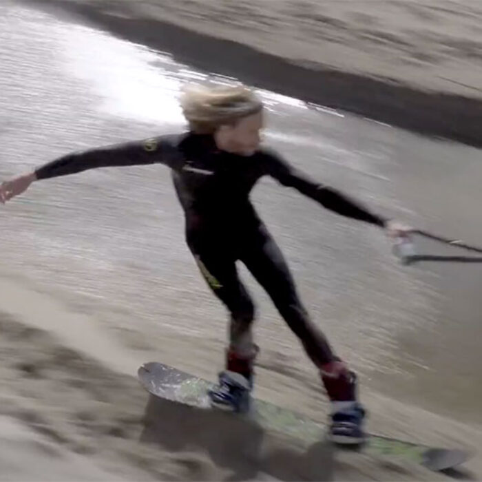 Snowboarding at the beach