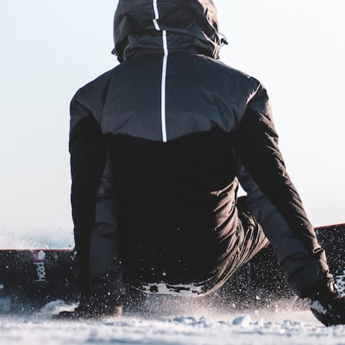 snowboarder sitting