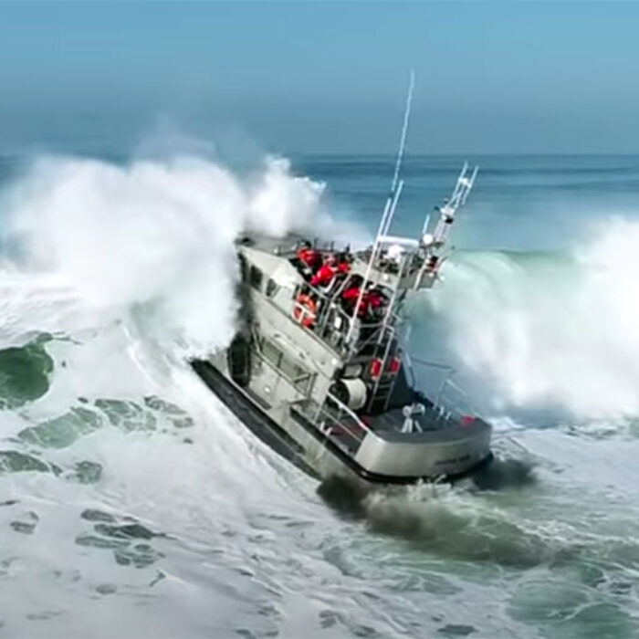 Drone Footage of Coast Guard Boat Charging Through Ocean Beach Surf Is Oddly Satisfying