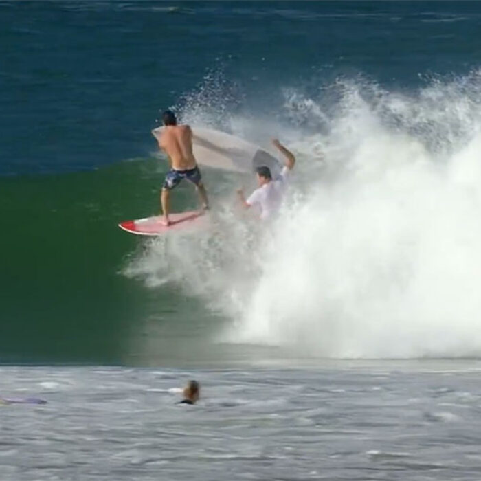 Mitch Parkinson take Joel Parkinson surfboard