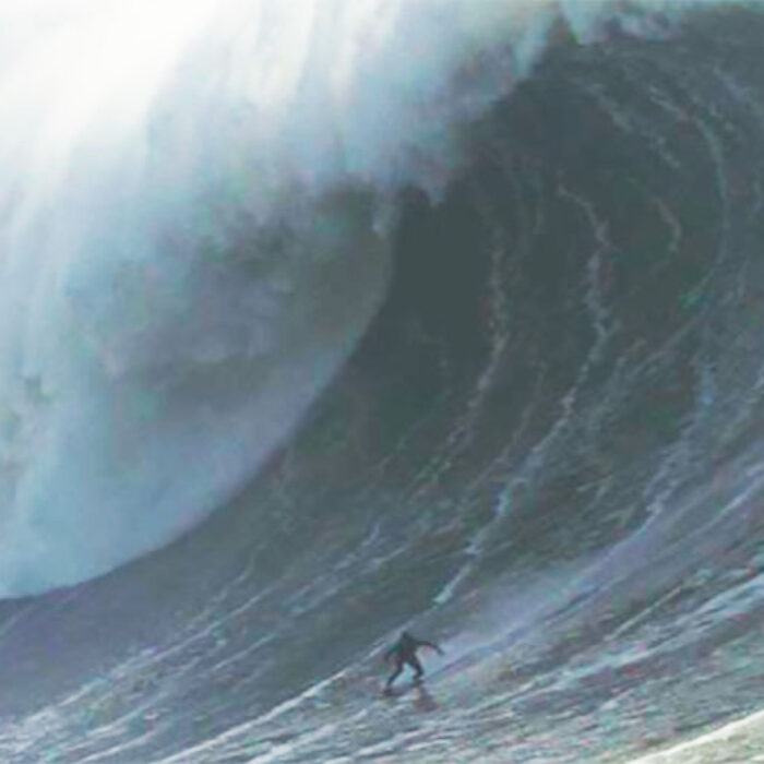 Mason Barnes surfing Nazaré wave