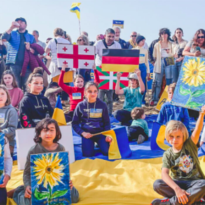 Surfers Come Together in Biarritz During 'Walk for Peace' to Protest Russian Invasion of Ukraine