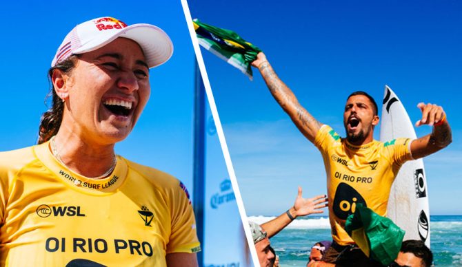 Carissa Moore and Filipe Toledo are crowned in Saquarema