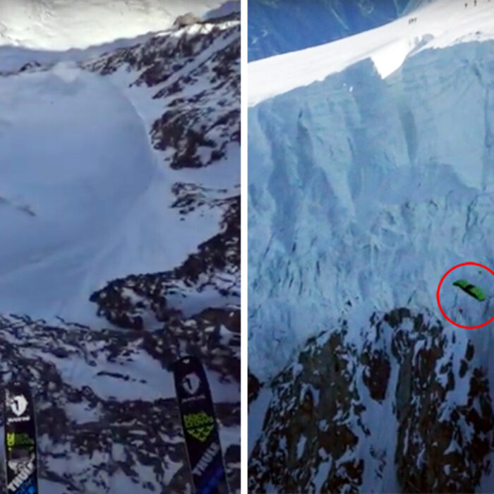You Have to See This Massive Ski BASE Jump in the French Alps
