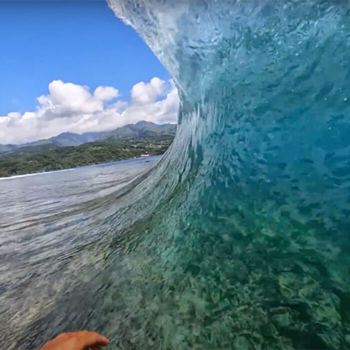 Tereva David surfing in Tahiti