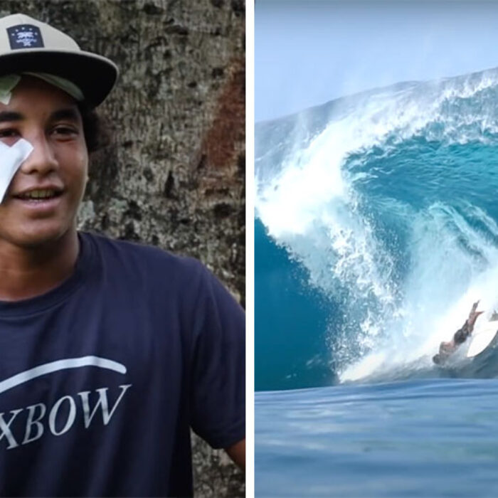 Gilbert Teavetehuritaua on Teahupoo wipeout