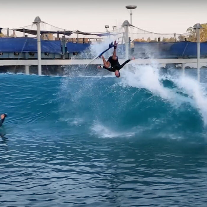 Kenny Lenny doing backflip at Surf Ranch