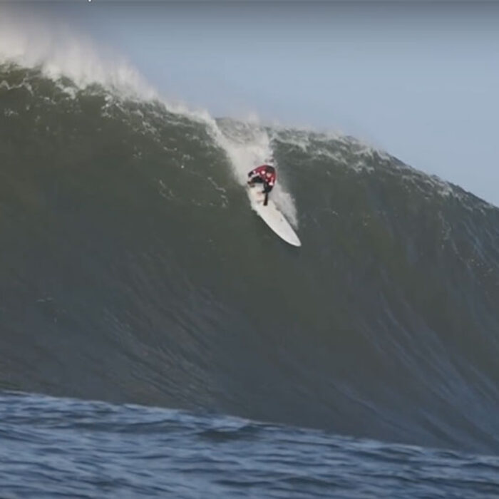 Pete Mel surfing Maverick's