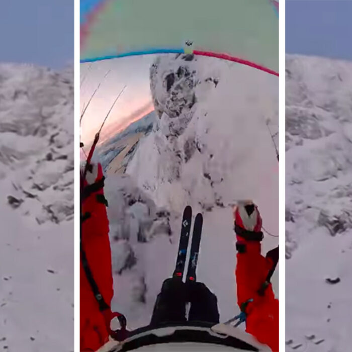 Norwegian speedflyer Kristoffer Hofstad posted this terrifying incident to his Instagram page. He tried to thread the needle in this chute and it went wrong.