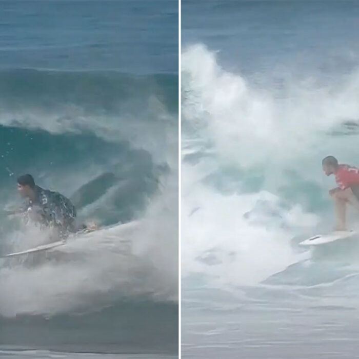 Gabriel Medina surfing with John John Florence