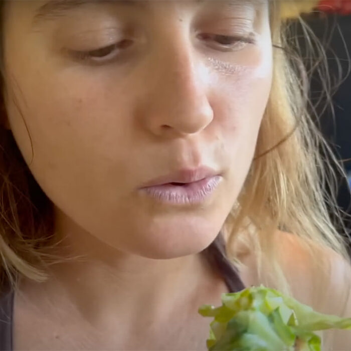Alana Blanchard eating a salad