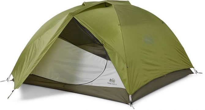 The REI Trail Hut 4 was our pick for the best hybrid car camping/backpacking tent