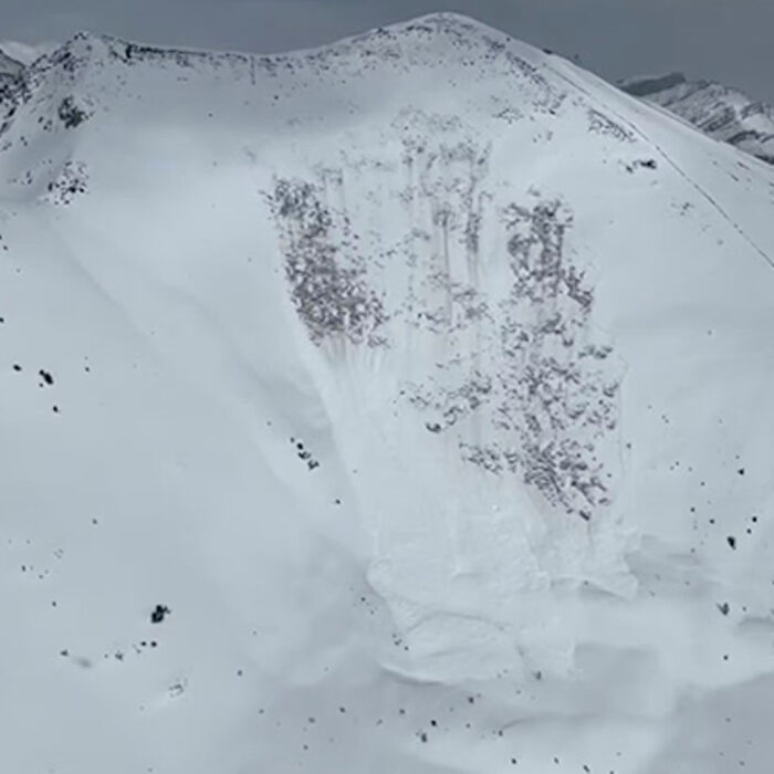 A photo of the avalanche site at Lake Louise Ski Resort, a closed area called West Bowl