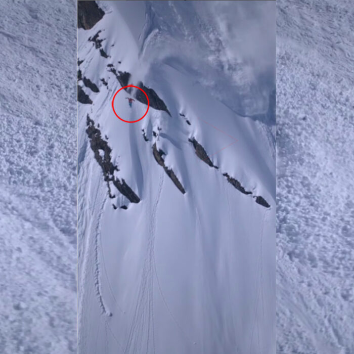 Watch This Skier Air Out of One Avalanche Only to be Caught by Another