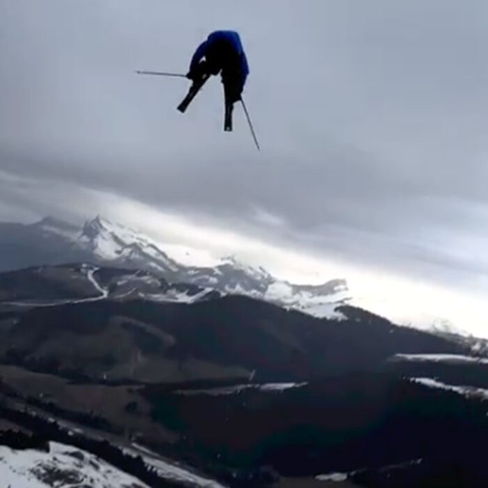 Jordane Legal jumps off huge cliff on skis